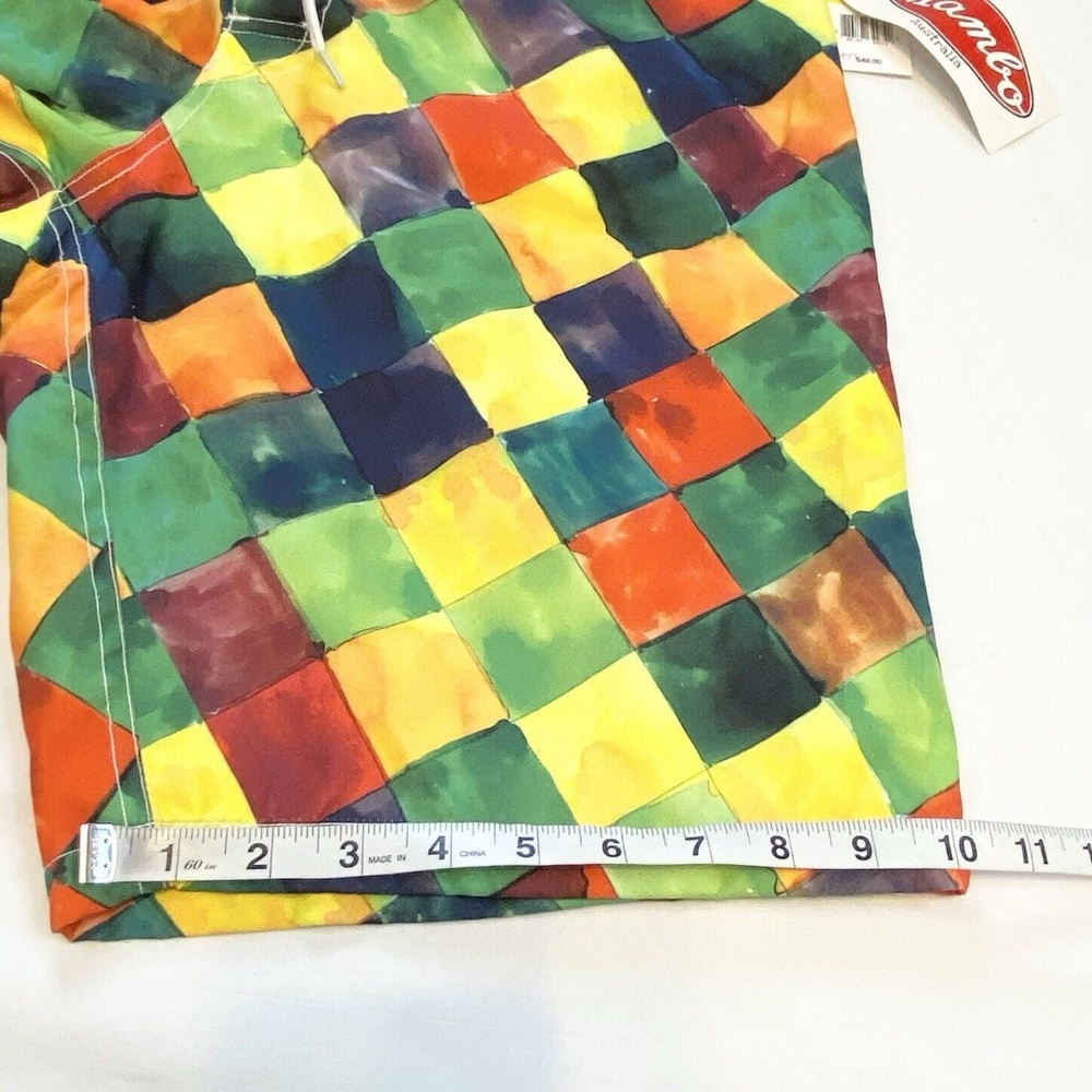 Mambo Australia Men Size M Swim Trunks Multi-Color Tiles Side Pocket NWT $48 - Picture 5 of 16